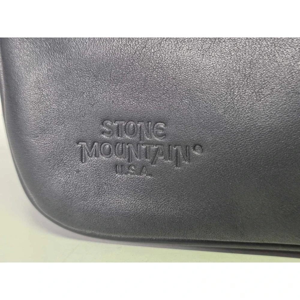 Stone Mountain Women's Purse Handbag Bag Navy Leather Pockets‎ Zip Close